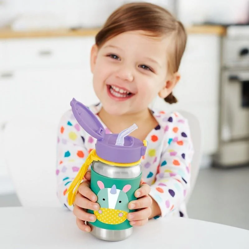 Zoo Pipetli Paslanmaz Çelik Suluk 350 ml Unicorn görsel 3