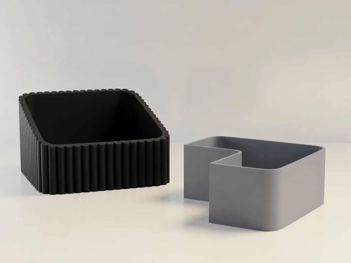 3D Baskı Fıstık Kasesi - Çift Hazneli Kabuk Ayırıcı Sunum Kasesi - Siyah Gri görsel 2