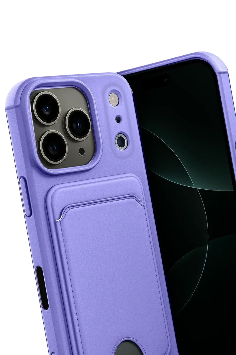 Apple iPhone 17 Pro Kelvin Kartvizitli Silikon - Lila görsel 3