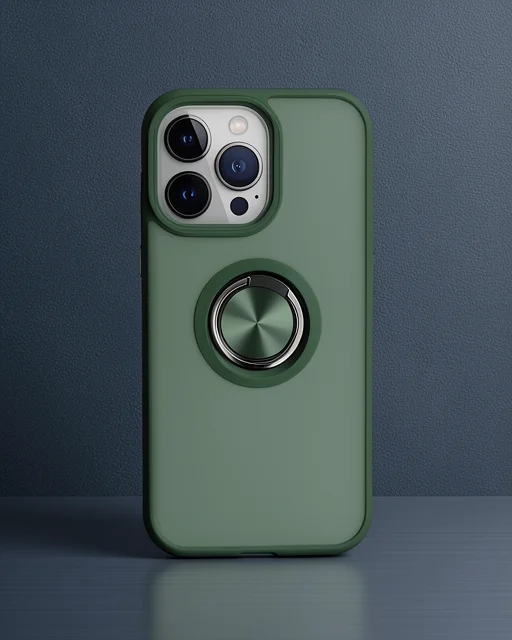 Apple İphone 13 Pro Kılıf Montreal Yüzüklü Silikon Kapak - Yeşil