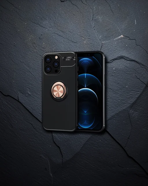 Apple İphone 13 Pro Kılıf Range Yüzüklü Silikon - Siyah-gold