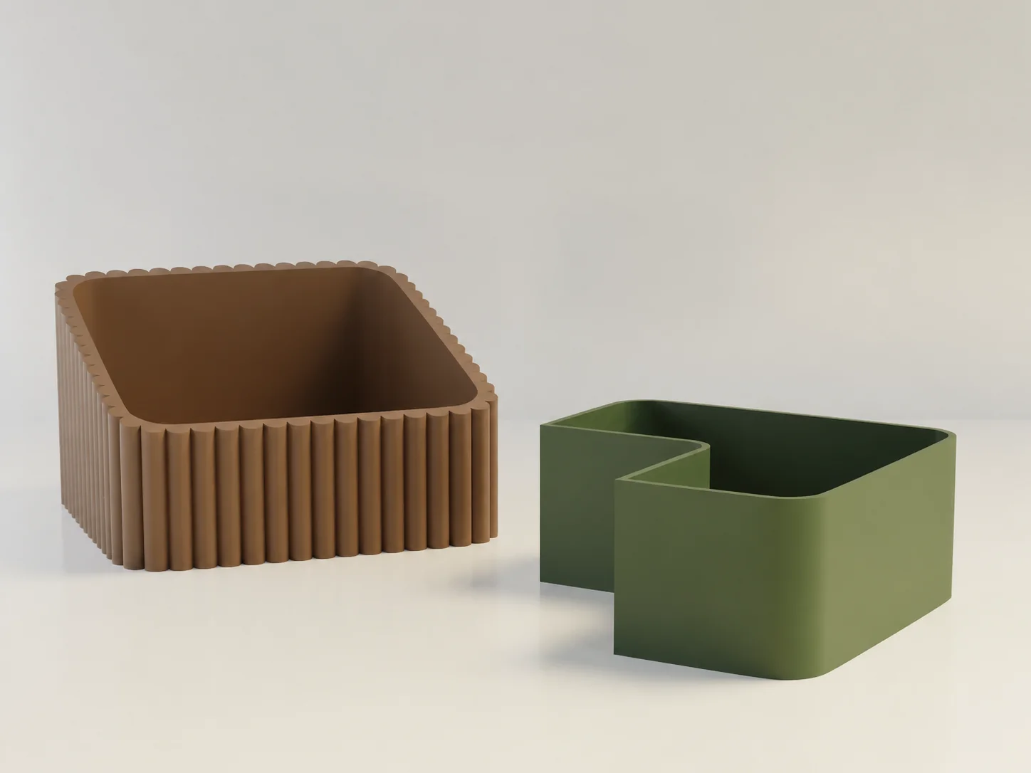 3D Baskı Fıstık Kasesi - Çift Hazneli Kabuk Ayırıcı Sunum Kasesi - Kahverengi Yeşil görsel 2