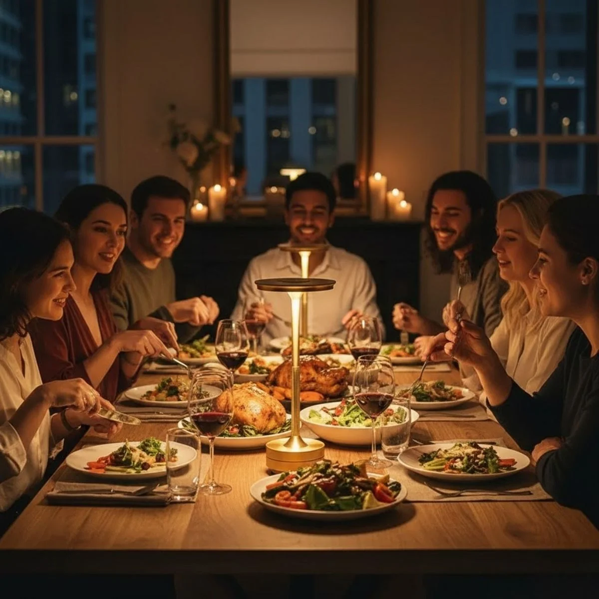 Eskitme Gold Kasa Dokunmatik Şarjlı Masa Lambası – 3 Renk Işık Modlu, LED Aydınlatmalı, Modern &amp; Dekoratif Abajur görsel 3