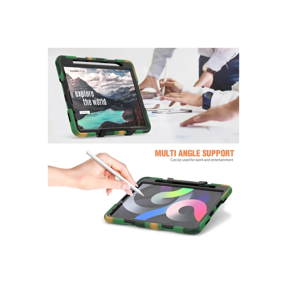 Apple iPad Pro 11 (2020) Kılıf Griffin Tablet Kapak - Kamuflaj görsel 6
