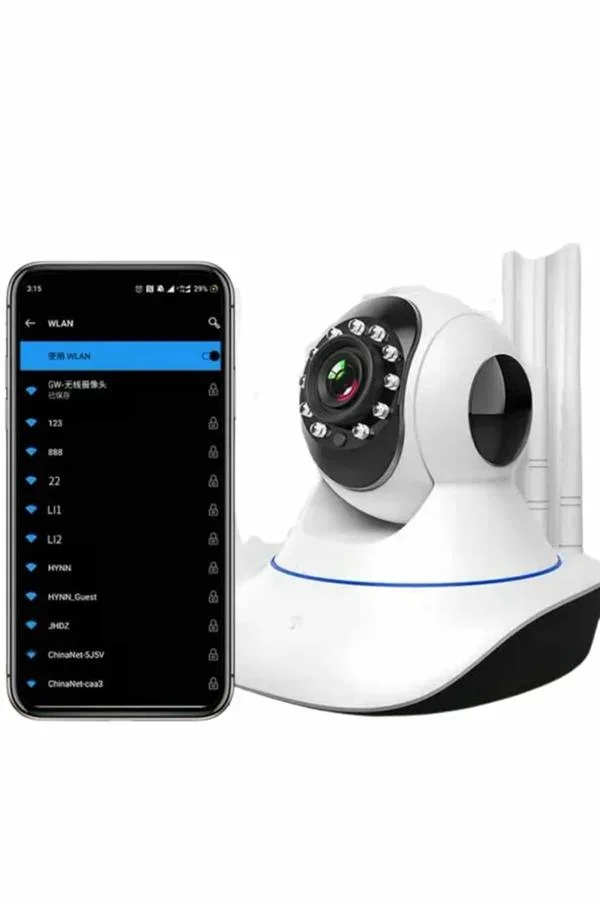 Akıllı Gece Görüşlü Sensörlü Wifi Kamera Telefondan Takip Edilebilir görsel 3