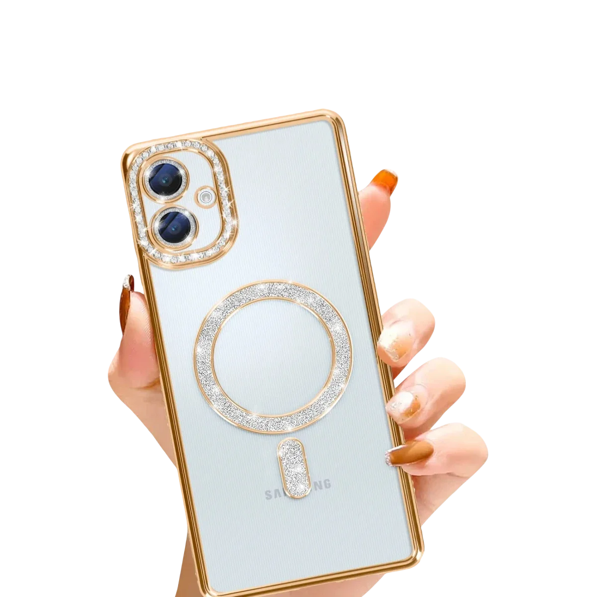 Samsung Galaxy A06 Joke Simli Magneticsafe Kılıf - Gold görsel 2