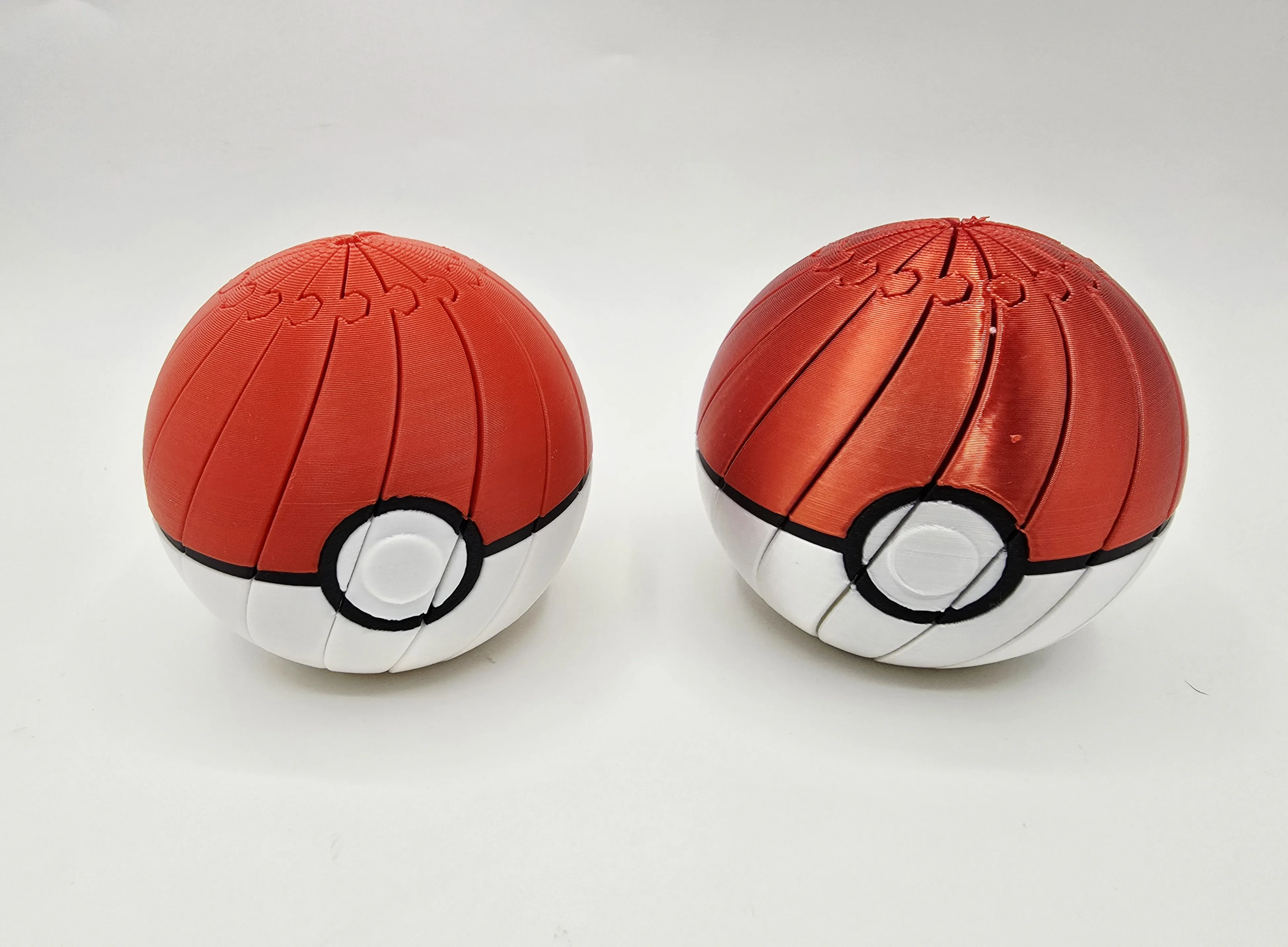3D Baskı Pokebal - Segmentli Pokeball Dekoratif Küre-Kırmızı