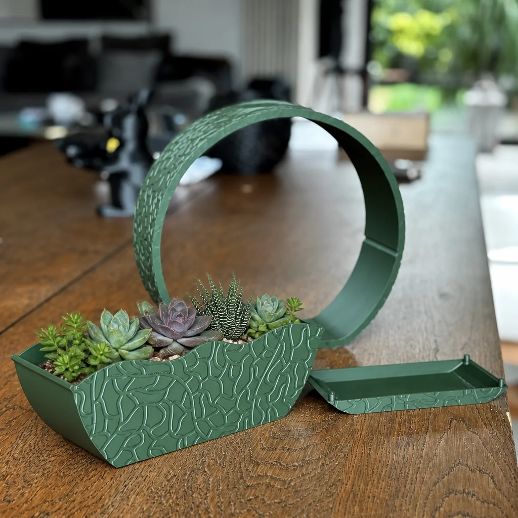 3D Baskı Self-Watering Planter - Kendi Kendini Sulayan Saksı-Yeşil görsel 2