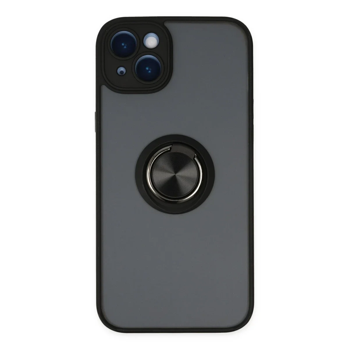 Apple iPhone 14 Kılıf Montreal Yüzüklü Silikon Kapak - Siyah