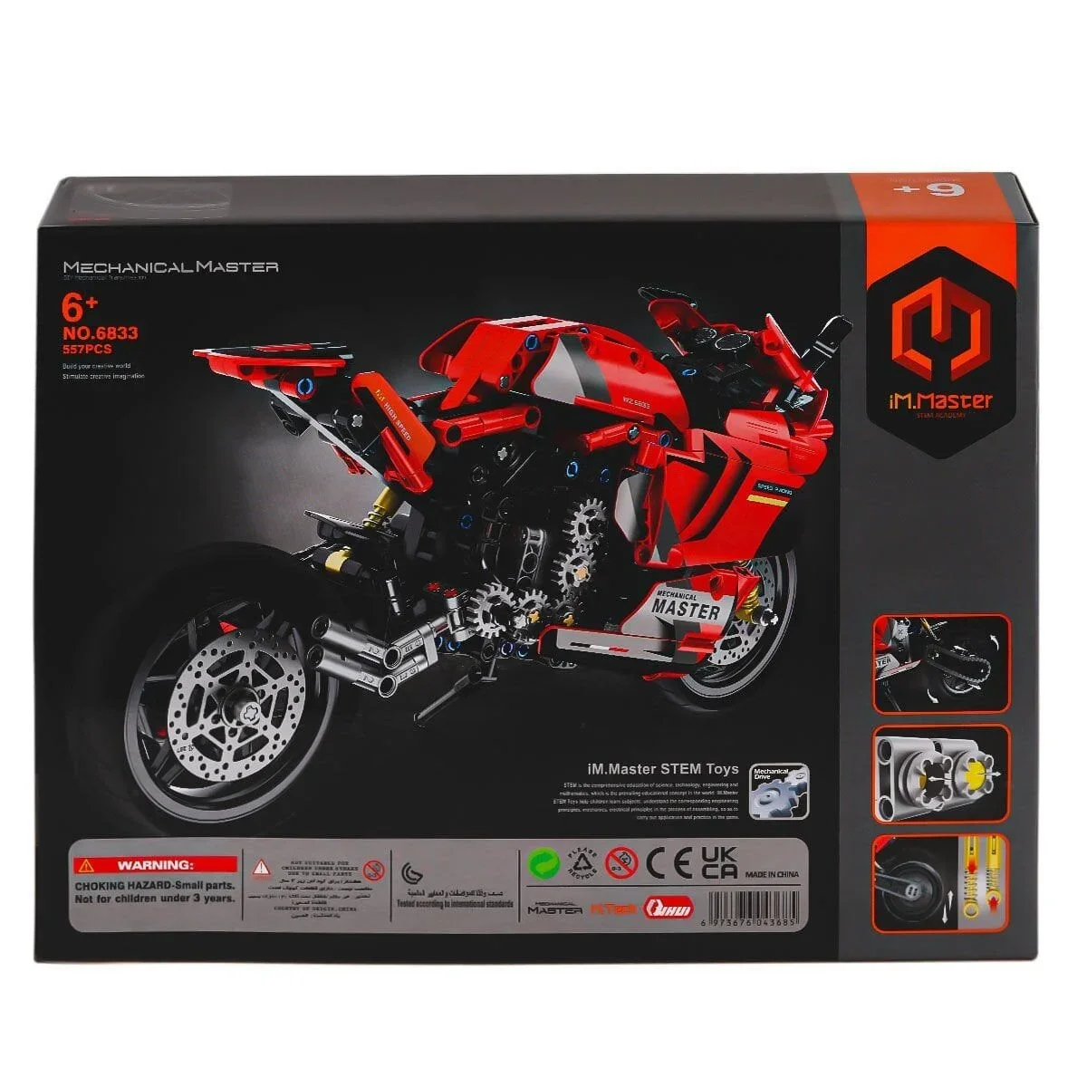 6833 IMM Mekanik Master Blokları Motosiklet Kırmızı 557 Parça görsel 2