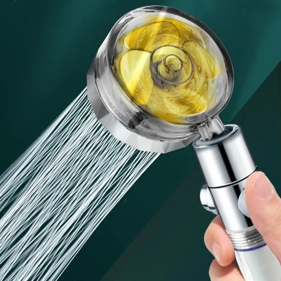 Turbo Pervaneli ve Filtreli Su Tasarruflu 360 Derece Dönebilen Tazyikli Duş Başlığı görsel 2