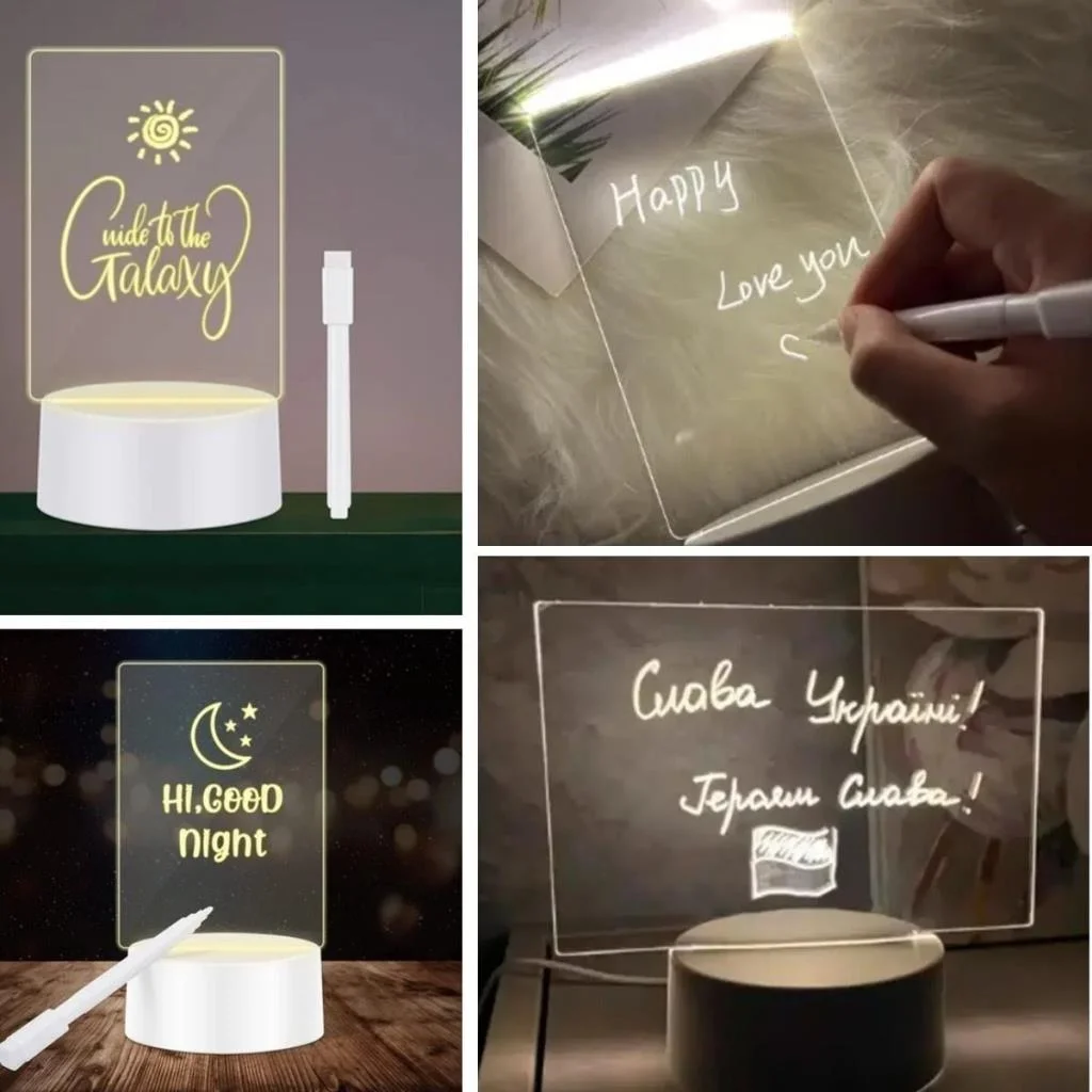 USB Kablolu Işıklı Kendiliğinden Beyaz Kalemli-Silgili Kreatif 3D Görselleştirme LED Lambası görsel 4