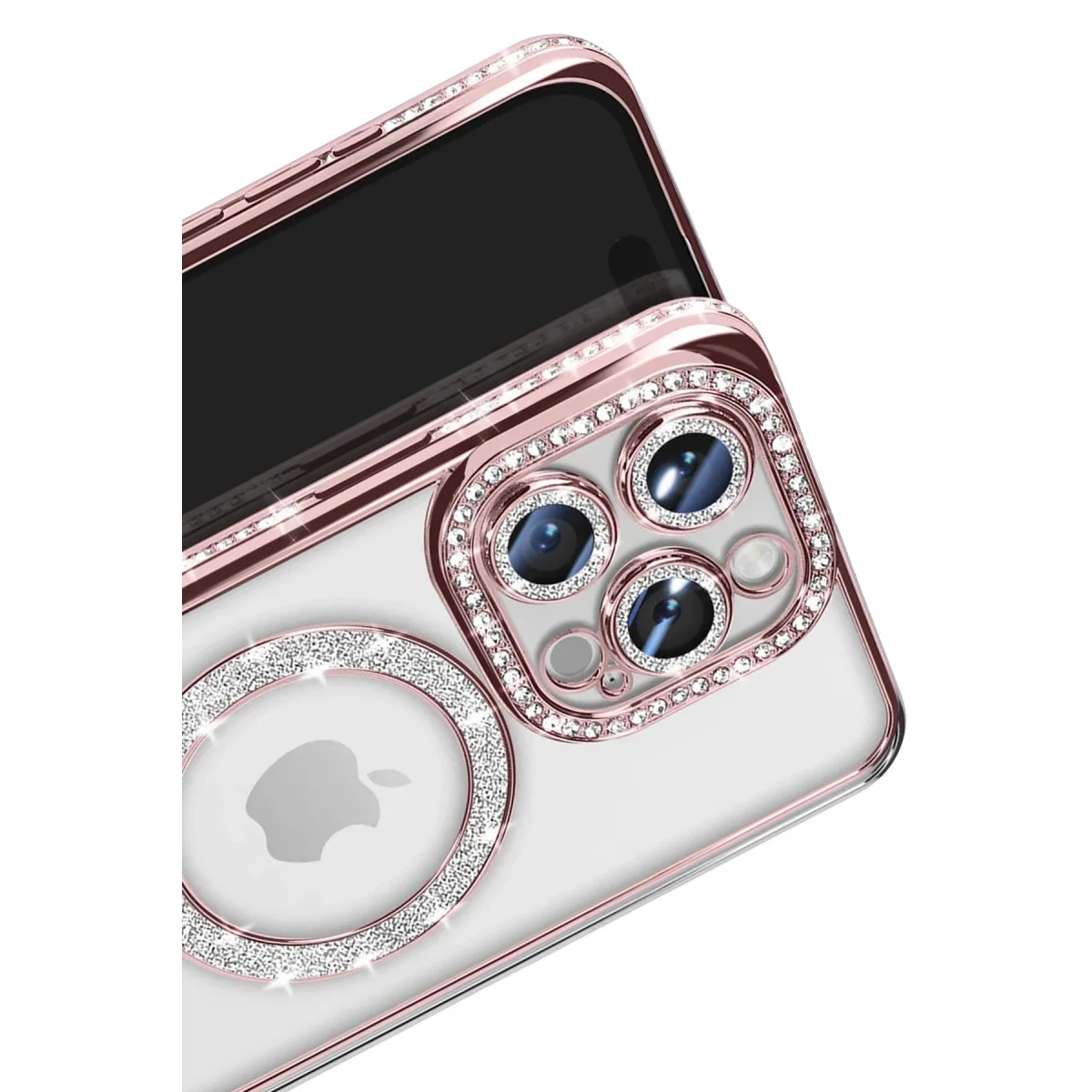 Apple İphone 16 Pro Max Kılıf Joke Simli Magneticsafe Kılıf - Pembe görsel 3