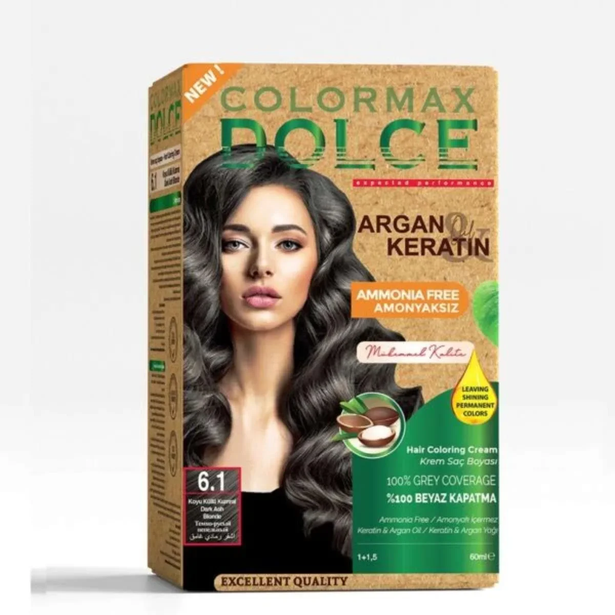 Dolce Amonyaksız, Doğal Set Boya - 6.1 Koyu Küllü Kumral