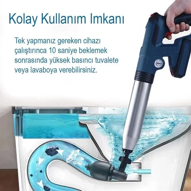 Elektromer EL-26077 Şarjlı Yüksek Basınçlı Tuvalet Pistonu Pompası görsel 2