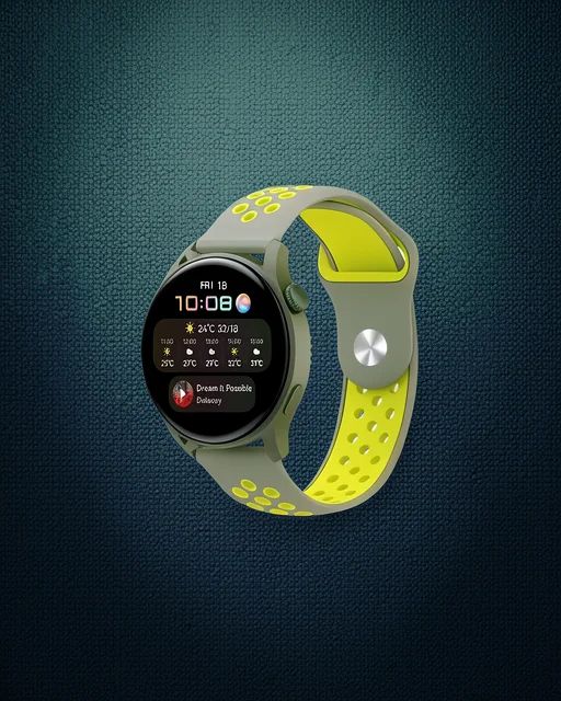Watch 20mm Spor Delikli Kordon - Gri-yeşil