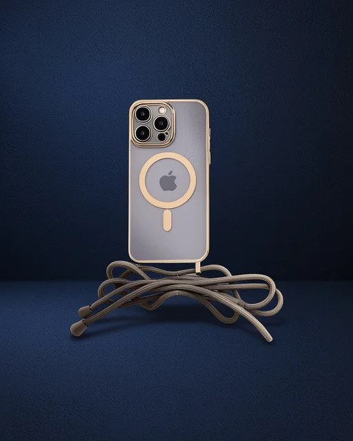 Apple İphone 13 Pro Kılıf Divo Lazer Askılı Magsafe Kapak - Gold