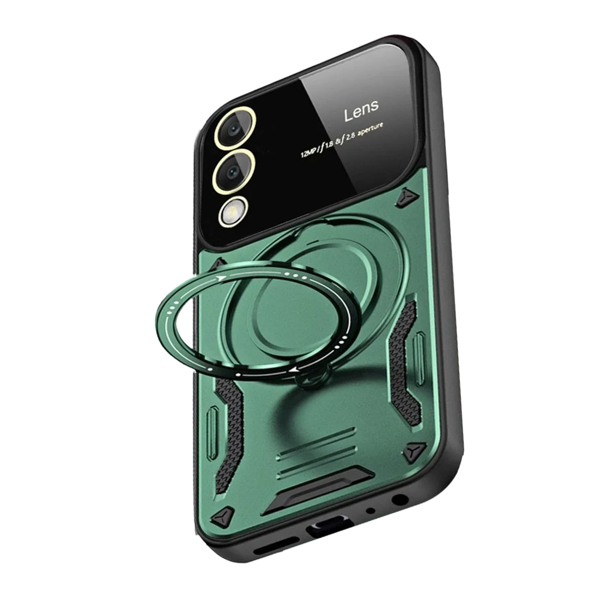 Samsung Galaxy S25 Edge Kılıf Joy Lens Standlı Kapak - Koyu Yeşil görsel 4
