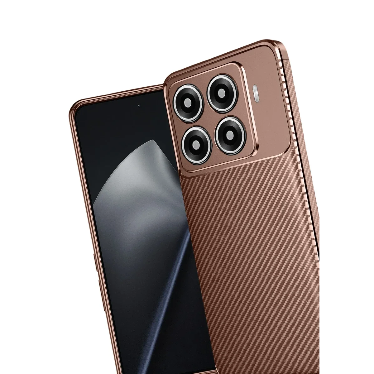 Xiaomi Mi 15T Pro Auto Focus Karbon Kapak - Kahverengi görsel 3