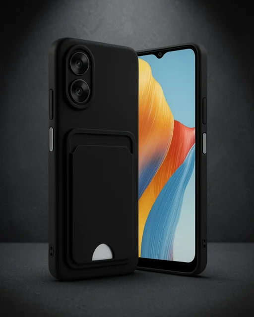 Oppo A38 Kılıf Kelvin Kartvizitli Silikon - Siyah