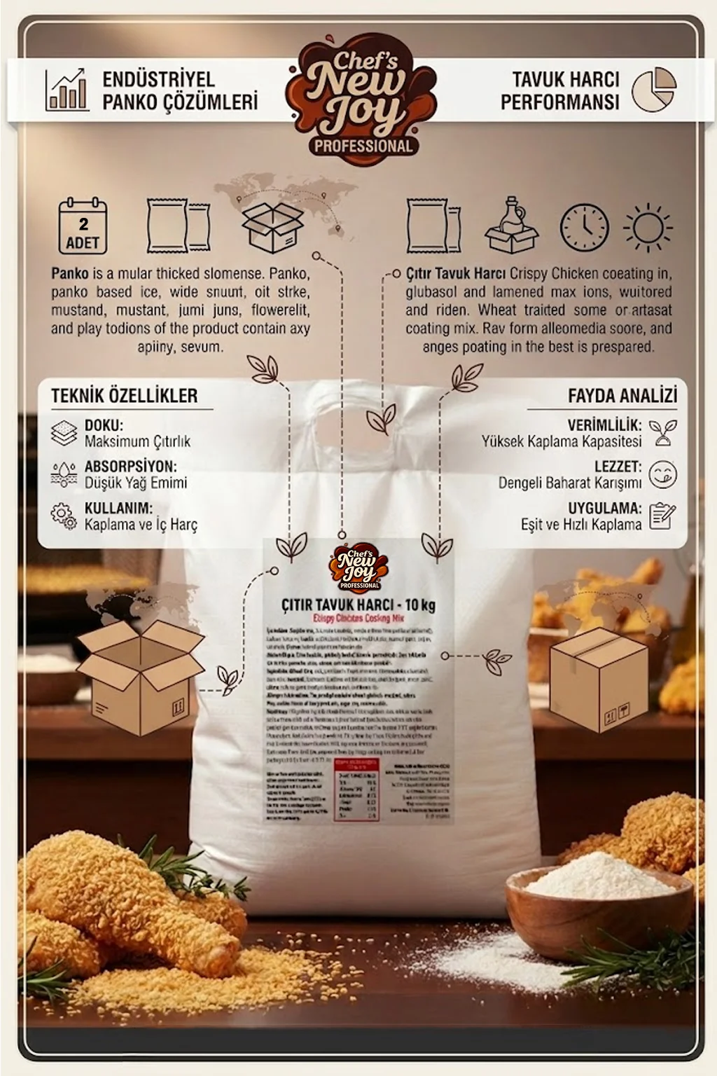 Çıtır Tavuk Pane Harcı 10 KG X 2 Adet - 1 Koli (Koli Bazlı Avantaj Paketi) görsel 2