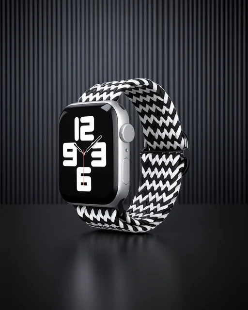 Apple Watch 38mm Kordon - Zigzag Siyah-beyaz
