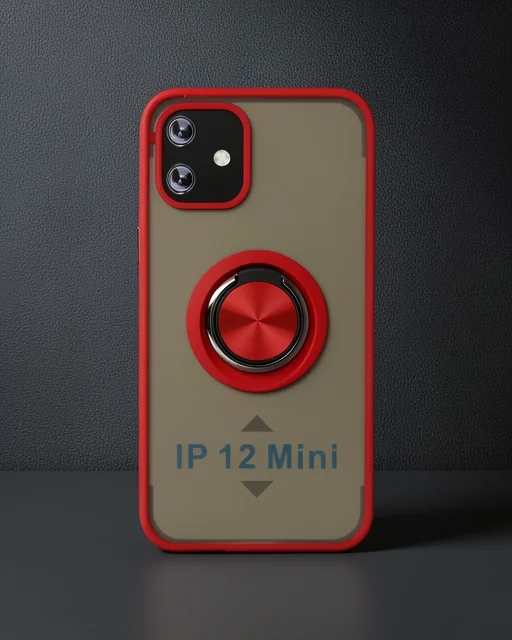 Apple İphone 12 Kılıf Montreal Yüzüklü Silikon Kapak - Kırmızı