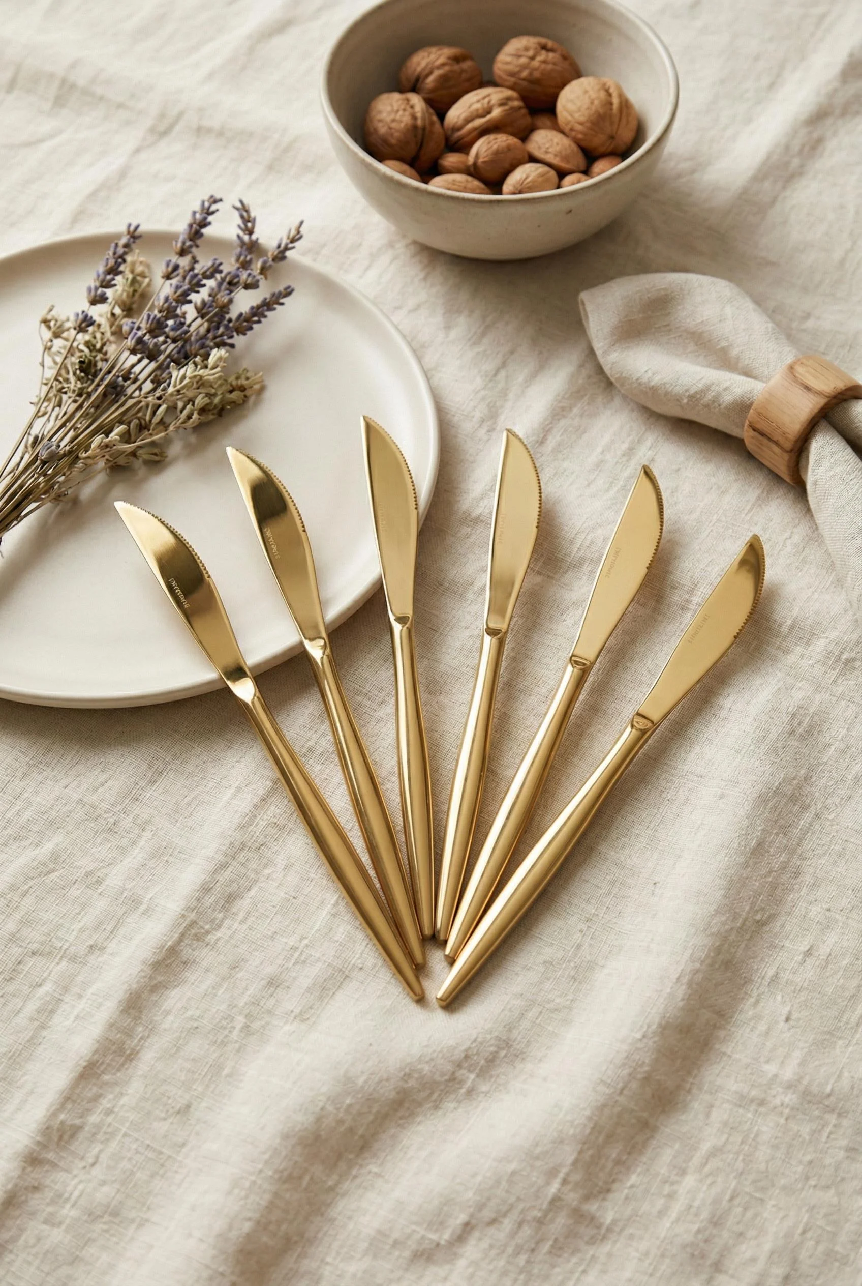 6'lı Lüks Gold Paslanmaz Çelik Yemek Bıçağı Seti (21 cm) görsel 3