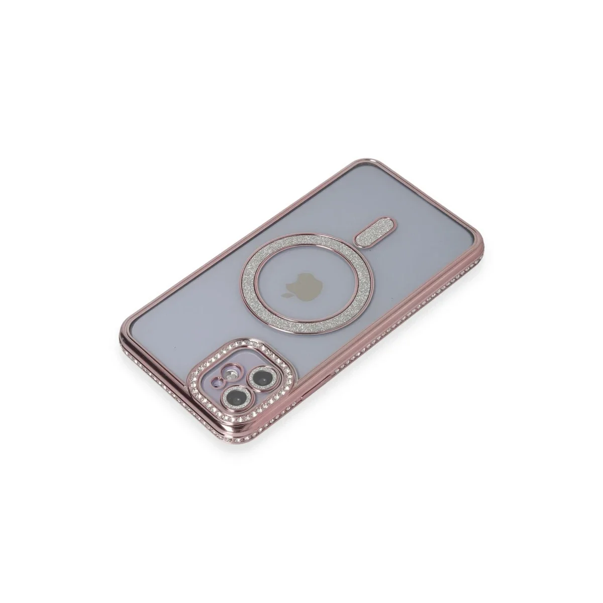 Apple iPhone 11 Kılıf Joke Simli Magneticsafe Kılıf - Pembe görsel 2
