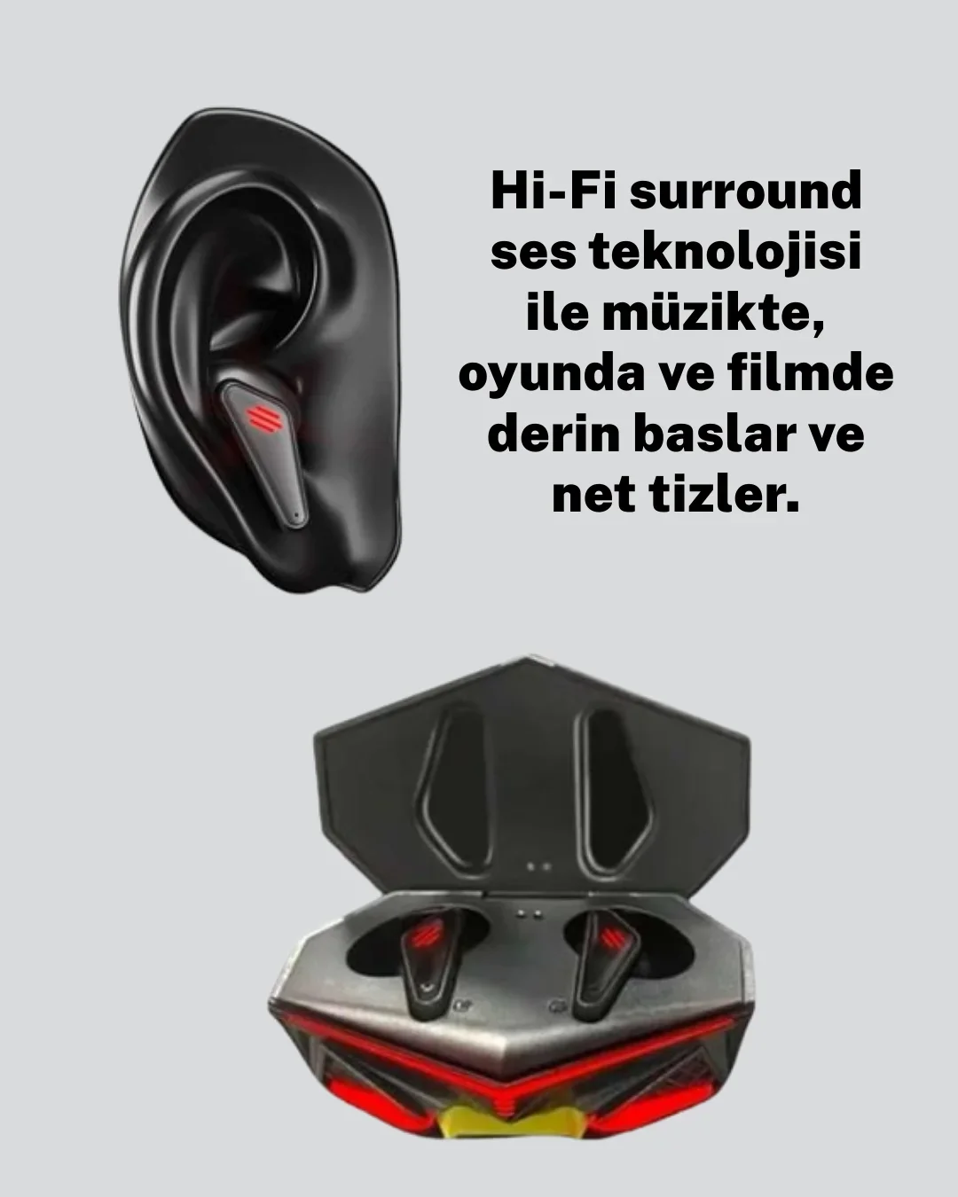 Led Işıklı Metal Kasa Kablosuz Kulaklık Yeni Nesil görsel 4