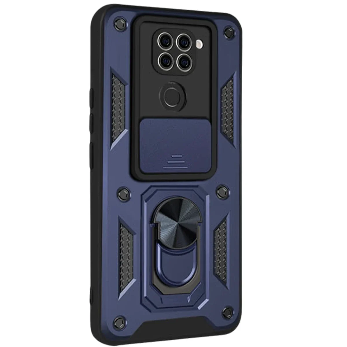 Xiaomi Redmi Note 9 4G Kılıf Pars Lens Yüzüklü Silikon - Lacivert görsel 2
