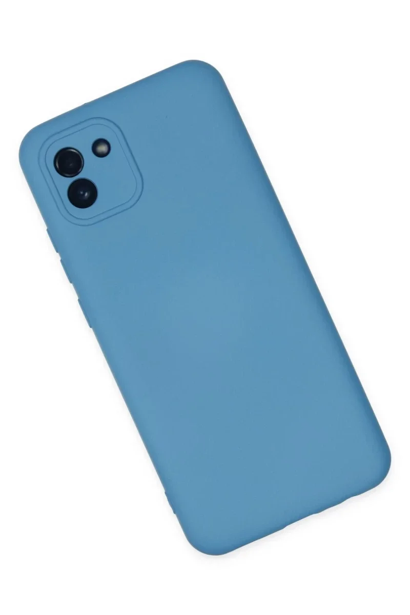 Samsung Galaxy A03 Kılıf Nano içi Kadife Silikon - Mavi görsel 2