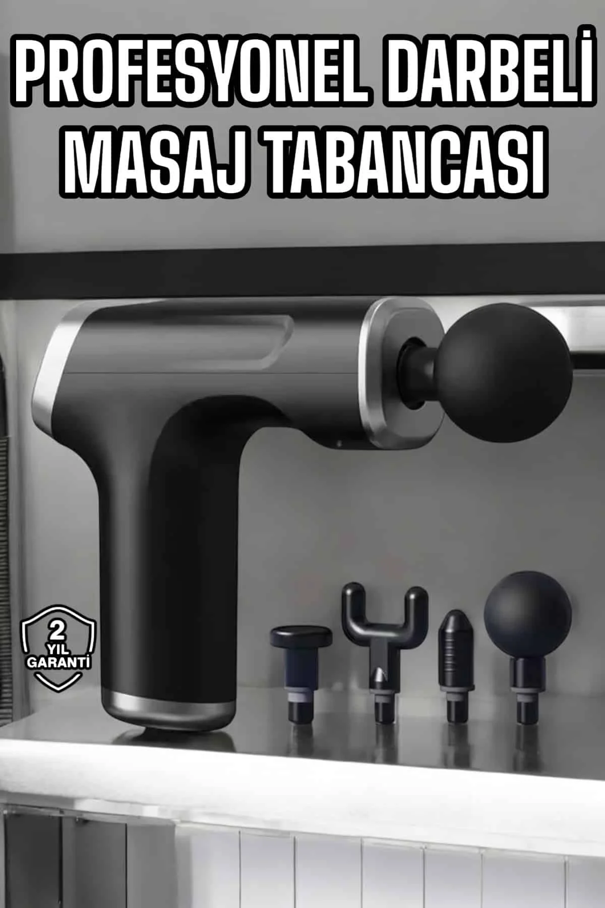 Masaj Tabancası 4 Başlıklı Kas ve Vücut Ağrıları İçin Şarjlı Darbeli