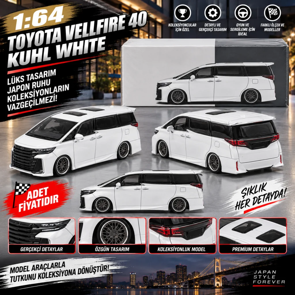 1/64 Toyota Vellfire 40 KUHL White (adet fiyatıdır)