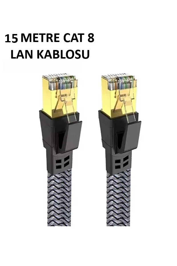 Cat 8 LAN Kablosu –Ethernet Kablosu Örgü Kaplama, Yüksek Hızlı (15 METRE)