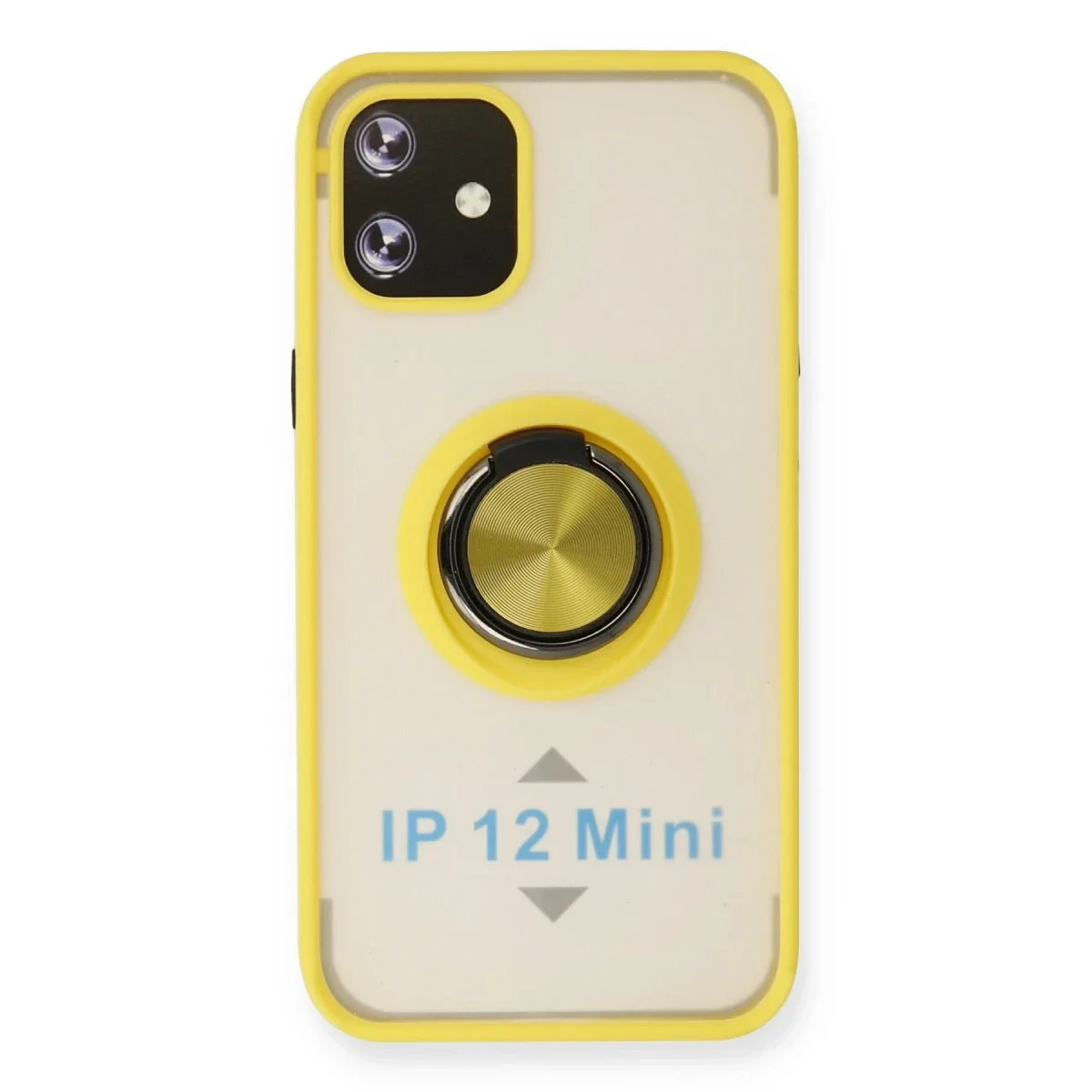 Apple iPhone 12 Mini Kılıf Montreal Yüzüklü Silikon Kapak - Sarı