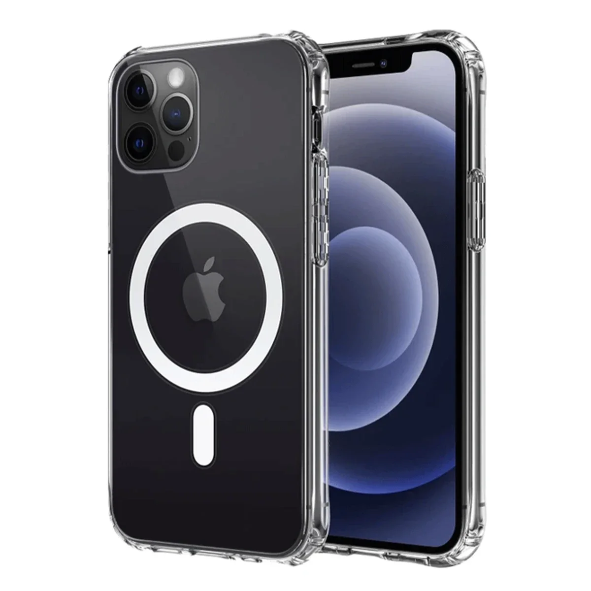 Apple iPhone 12 Kılıf Magneticsafe Şeffaf Silikon - Şeffaf