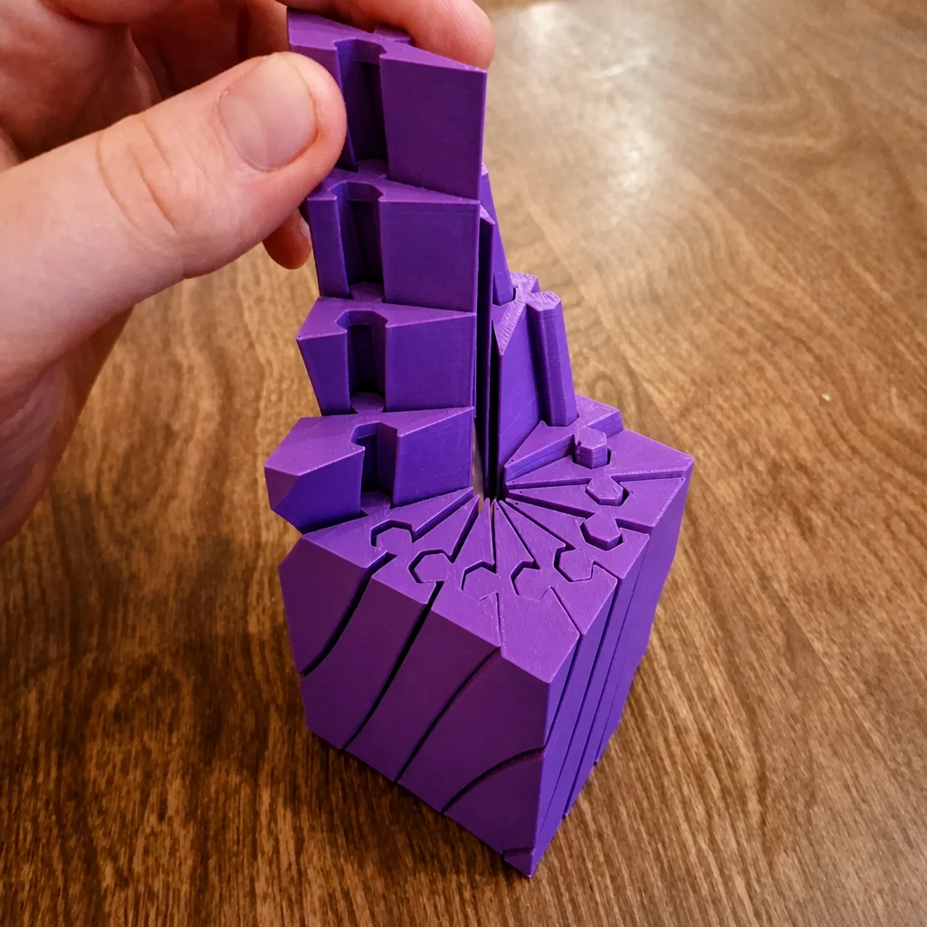 3D Baskı Twisting Küp - Mekanik Dönen Bulmaca Küpü-Mor görsel 2