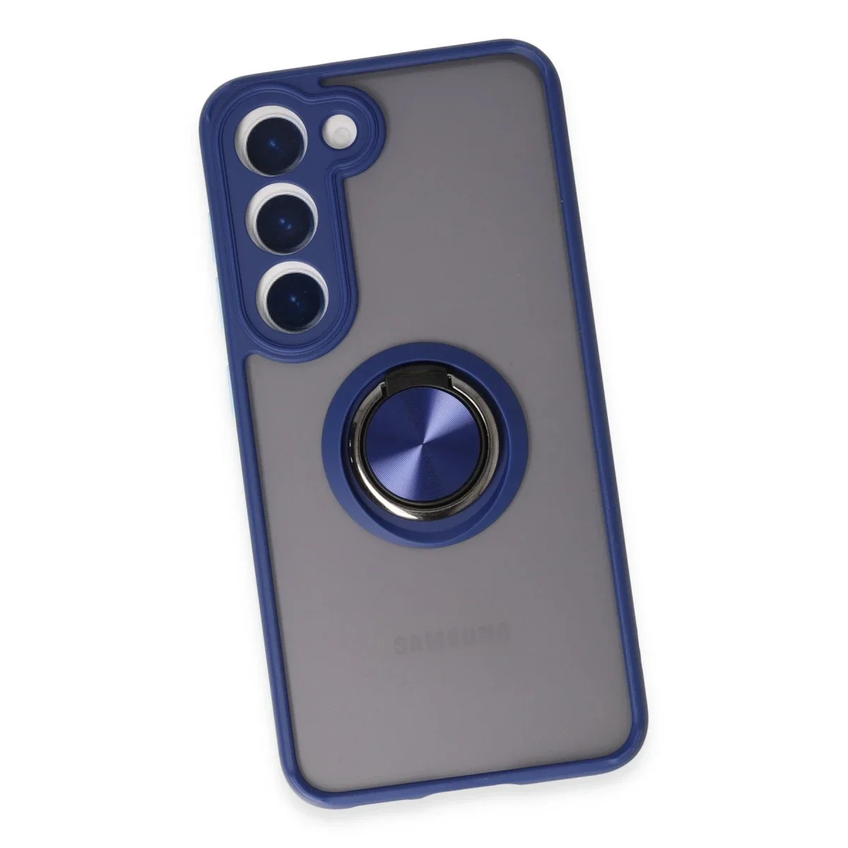 Samsung Galaxy S23 Kılıf Montreal Yüzüklü Silikon Kapak - Lacivert görsel 4