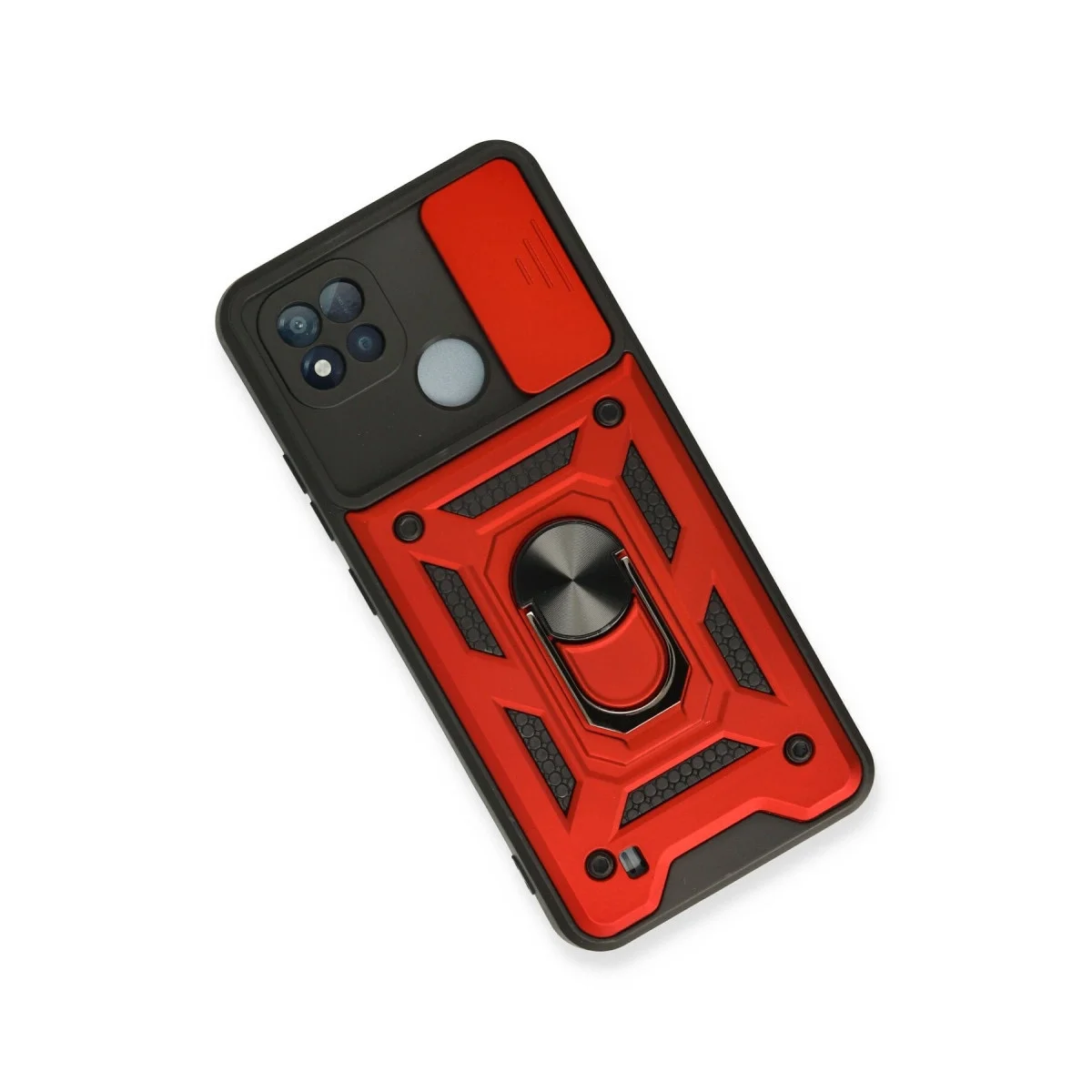 Realme C11 2021 Kılıf Pars Lens Yüzüklü Silikon - Kırmızı görsel 2