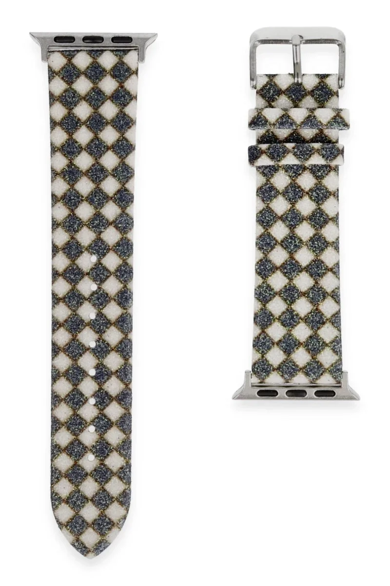 Apple Watch 38mm Karo Motif Kordon - Siyah