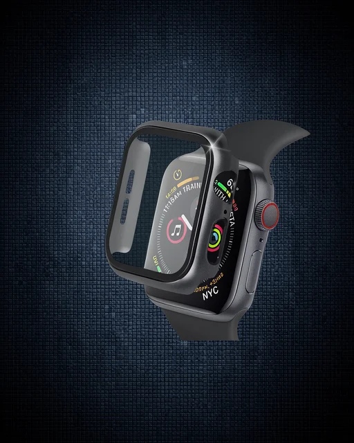 Apple Watch 40mm Camlı Kasa Ekran Koruyucu - Siyah