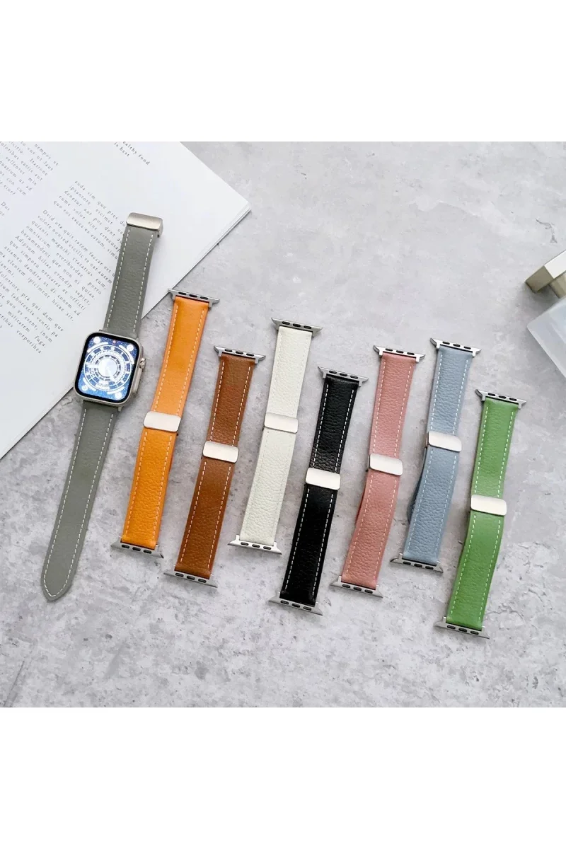 Apple Watch 38mm KR414 Daks Deri Kordon - Pembe görsel 3