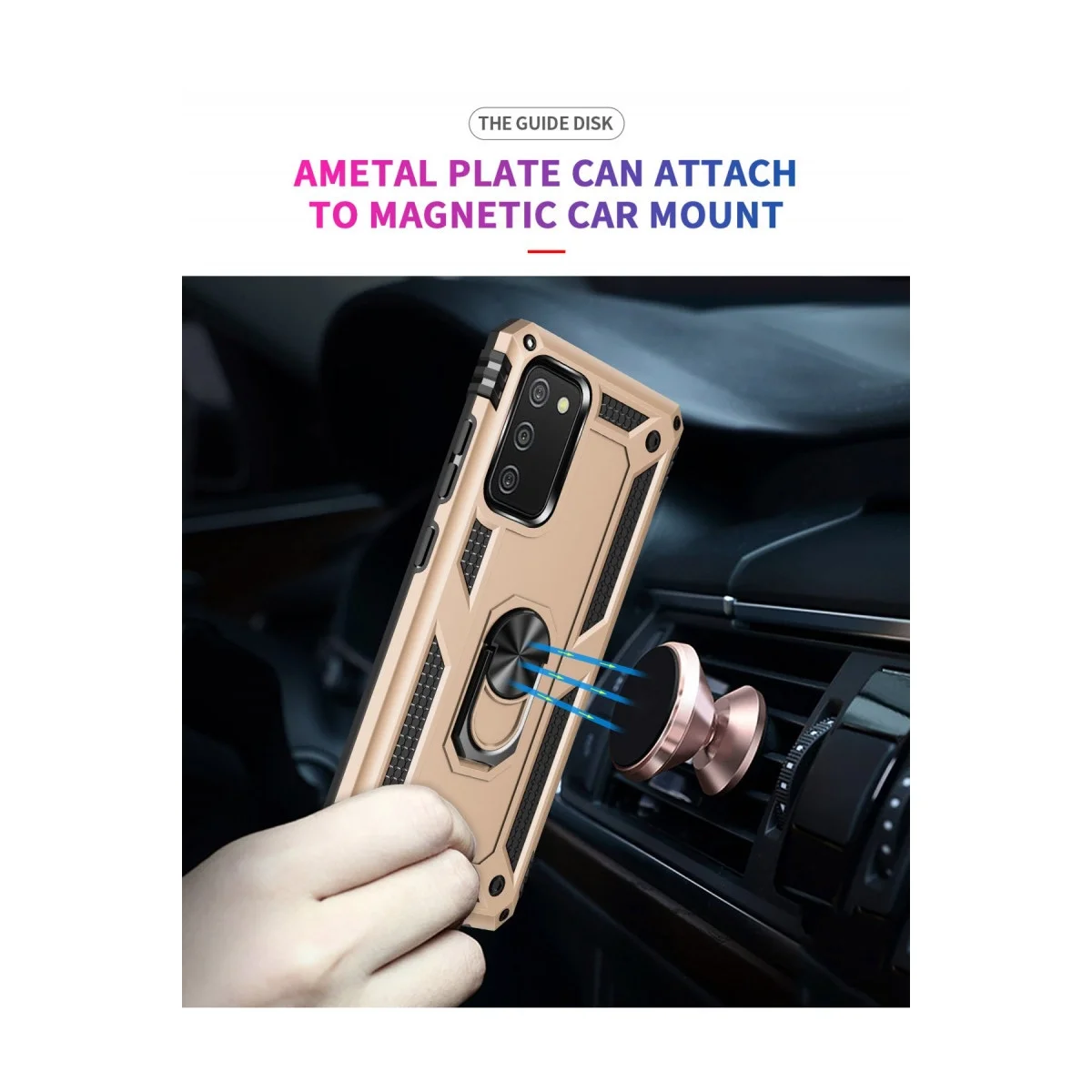 Samsung Galaxy A03s Kılıf Sofya Yüzüklü Silikon Kapak - Gold görsel 7