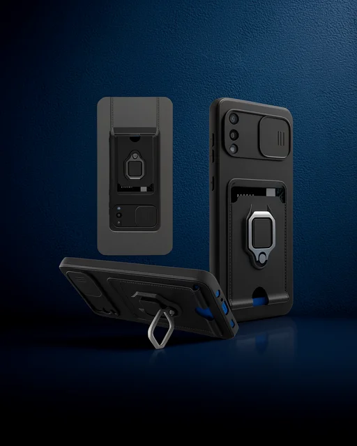 Samsung Galaxy A02 Kılıf Zuma Kartvizitli Yüzüklü Silikon - Siyah