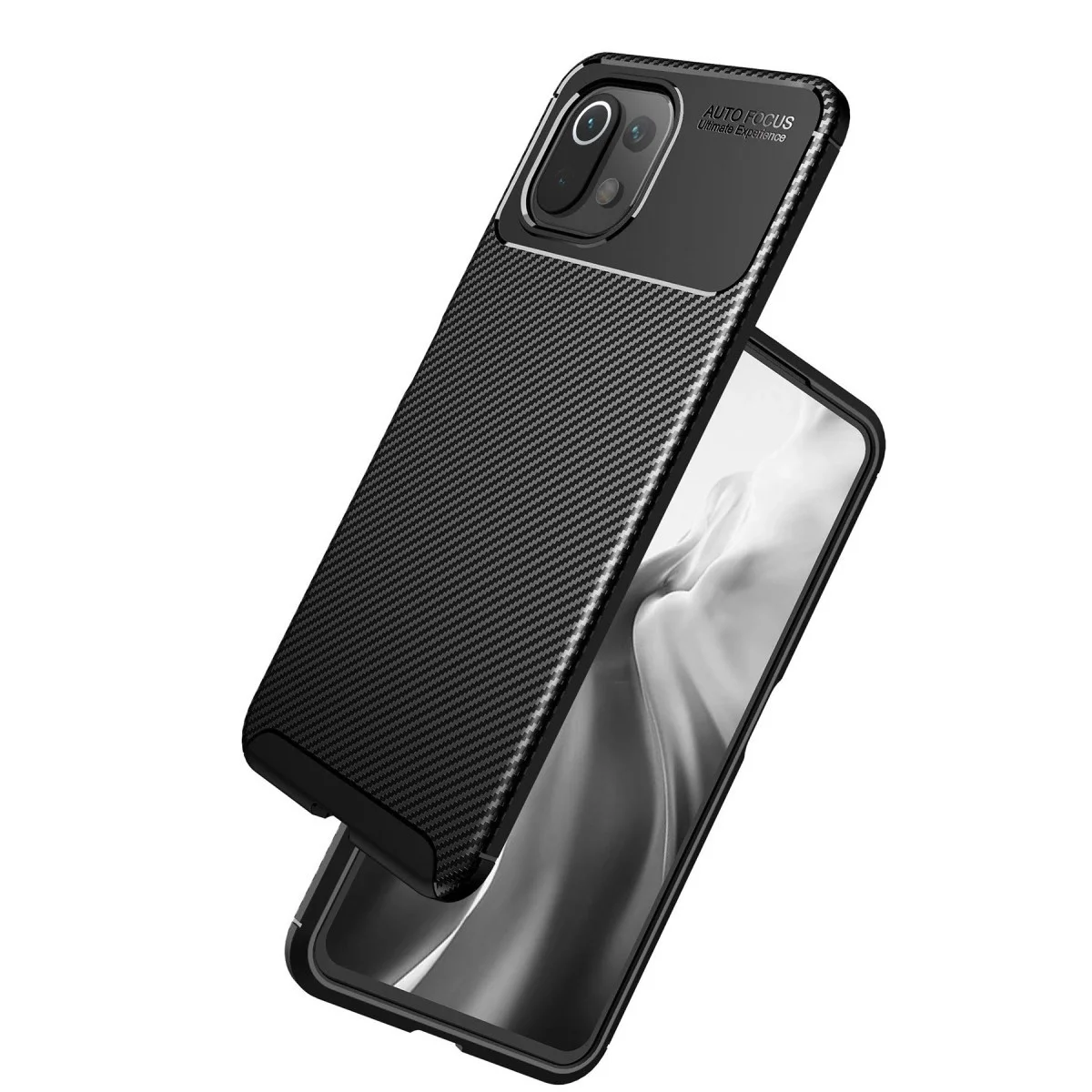 Xiao 11 Lite Kılıf Auto Focus Karbon Kapak - Siyah görsel 2