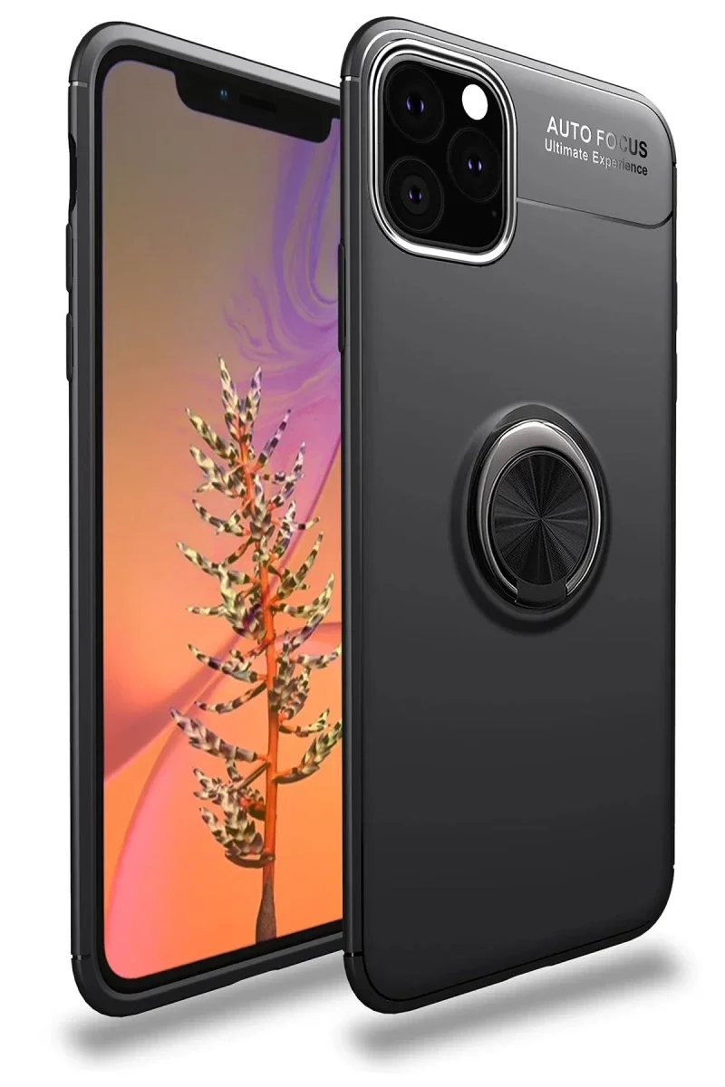 Apple iPhone 11 Pro Kılıf Range Yüzüklü Silikon - Siyah