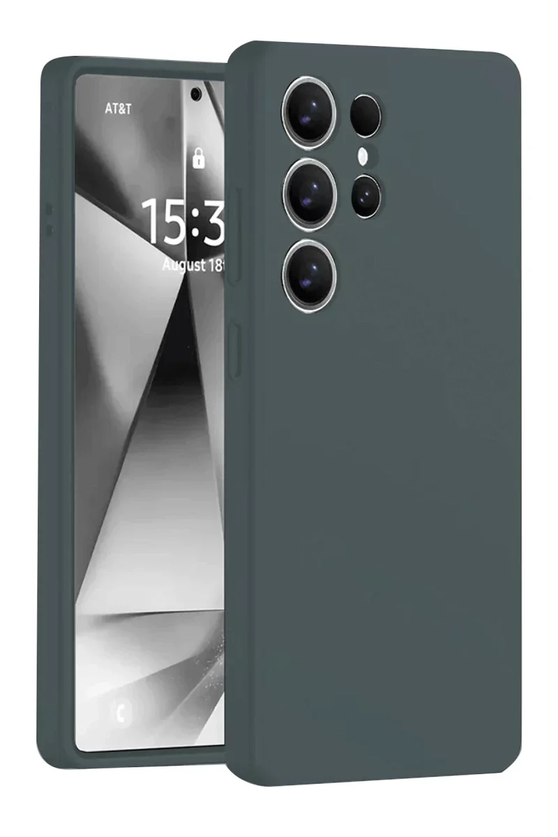 Samsung Galaxy S25 Ultra Kılıf Nano içi Kadife Silikon - Koyu Yeşil