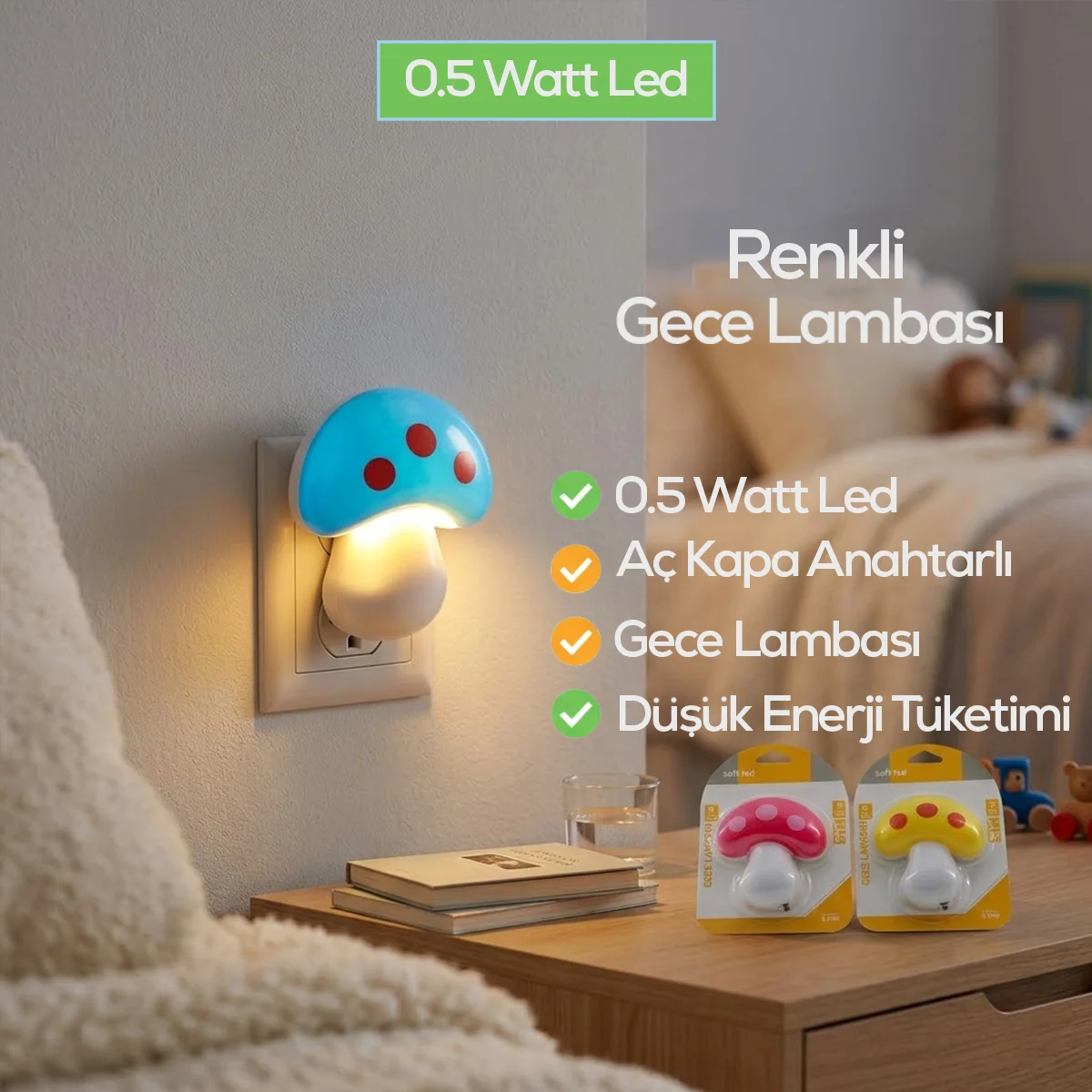 Mantar LED Gece Lambası