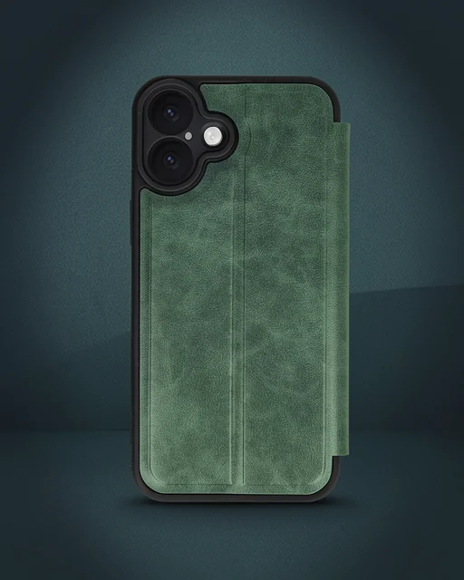 Apple İphone 16 Kılıf Flip Cover - Koyu Yeşil